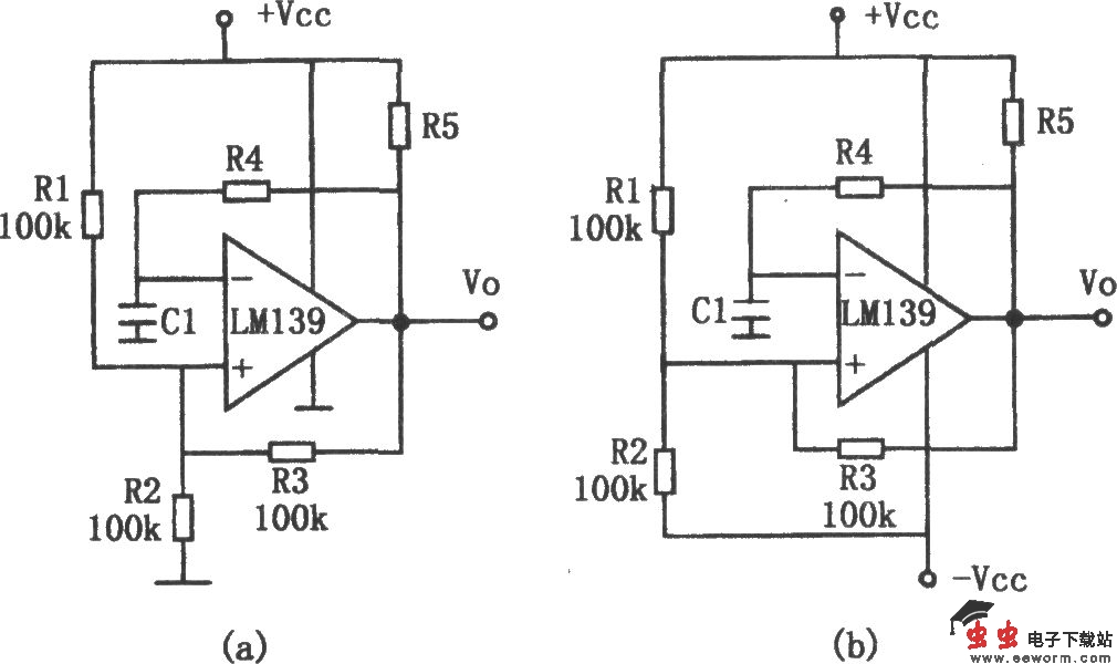 LM139构成的方波发生电路
