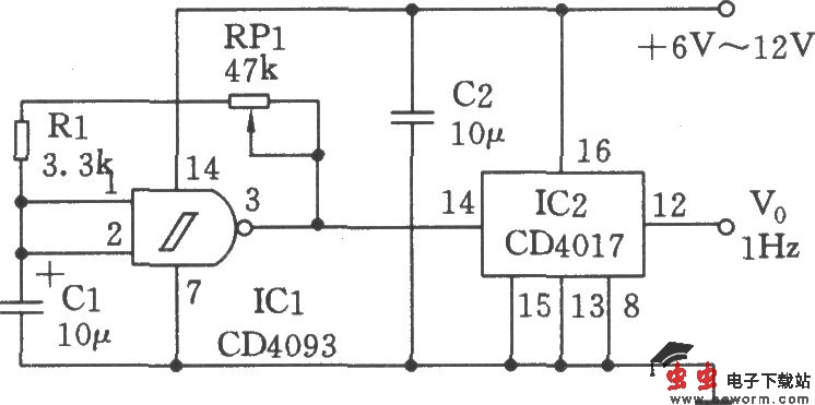 简易的秒脉冲发生器(CD4017)