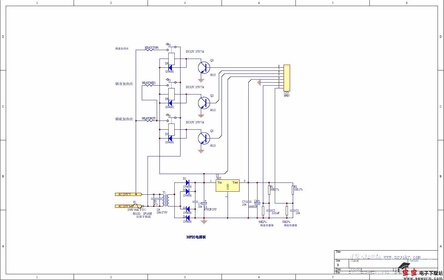方型电脑自动电饭煲电路1