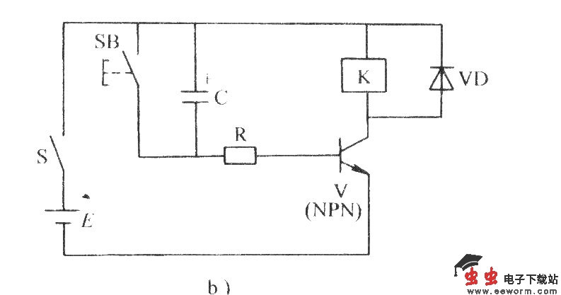 单管延时释放继电器电路