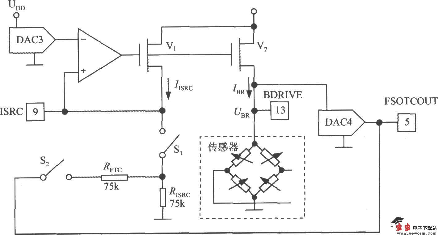 数字式压力信号调理器MAX1458的电桥激励电路