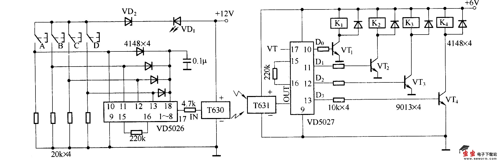 由T630/T631组成的微型无线遥控电路