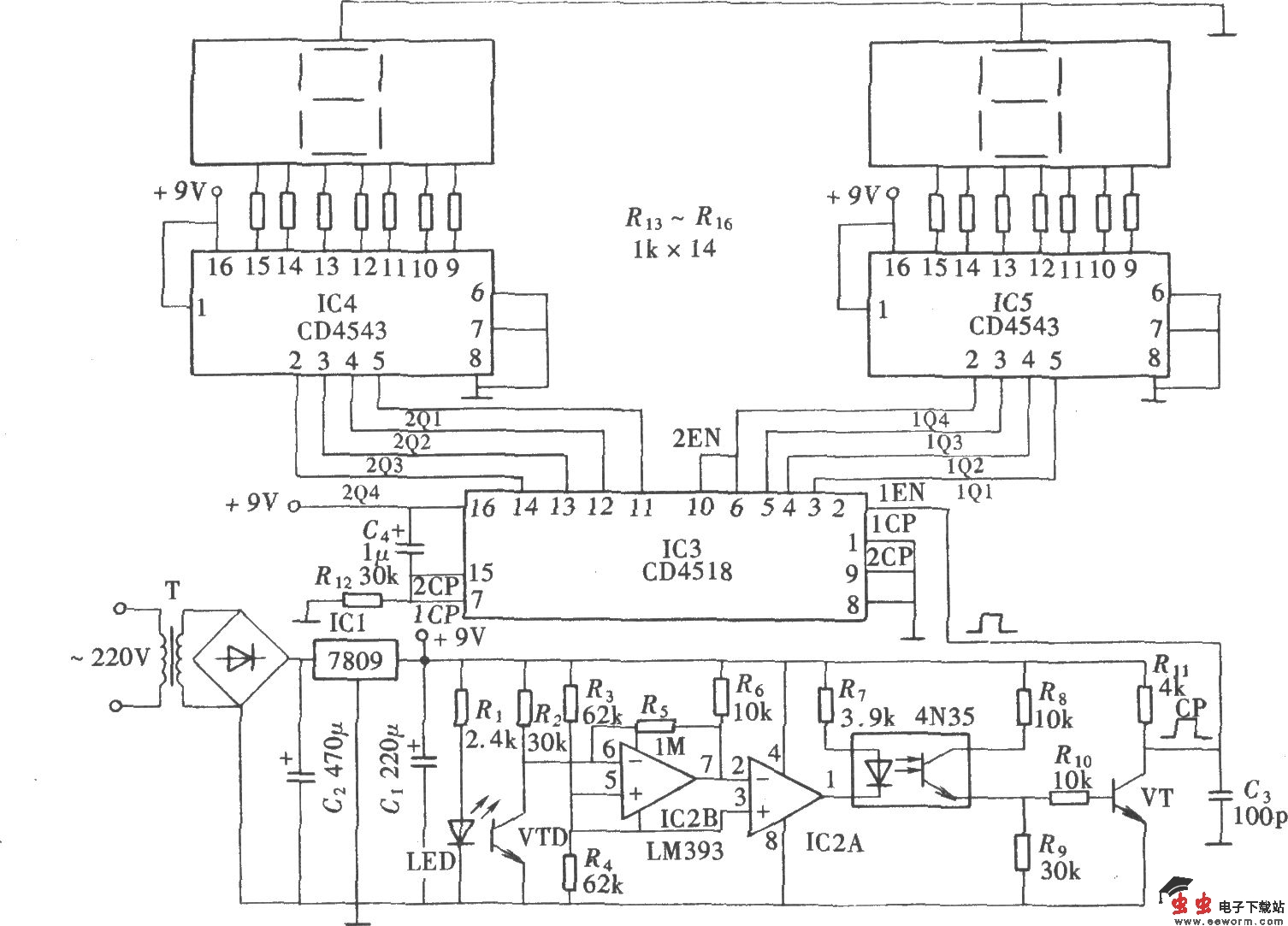 数字式光电计数器(CD4518、CD4543)