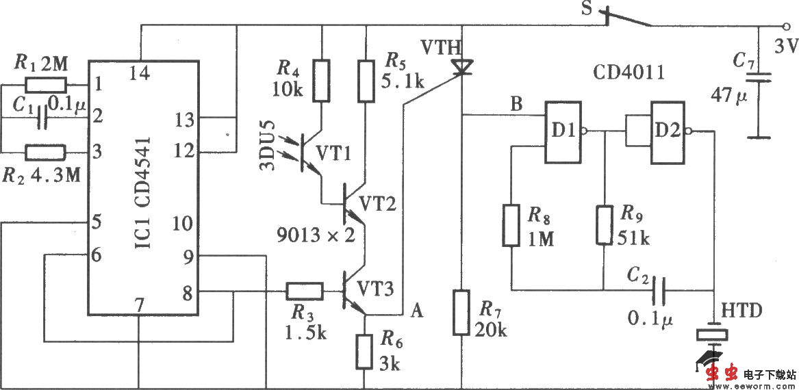由CD4541构成的定时服药提醒器
