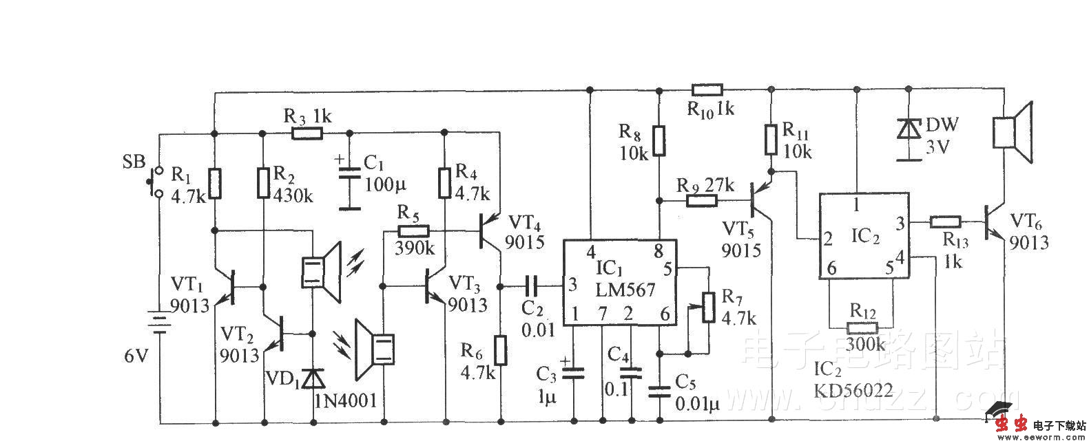 盲人探路器电路之一