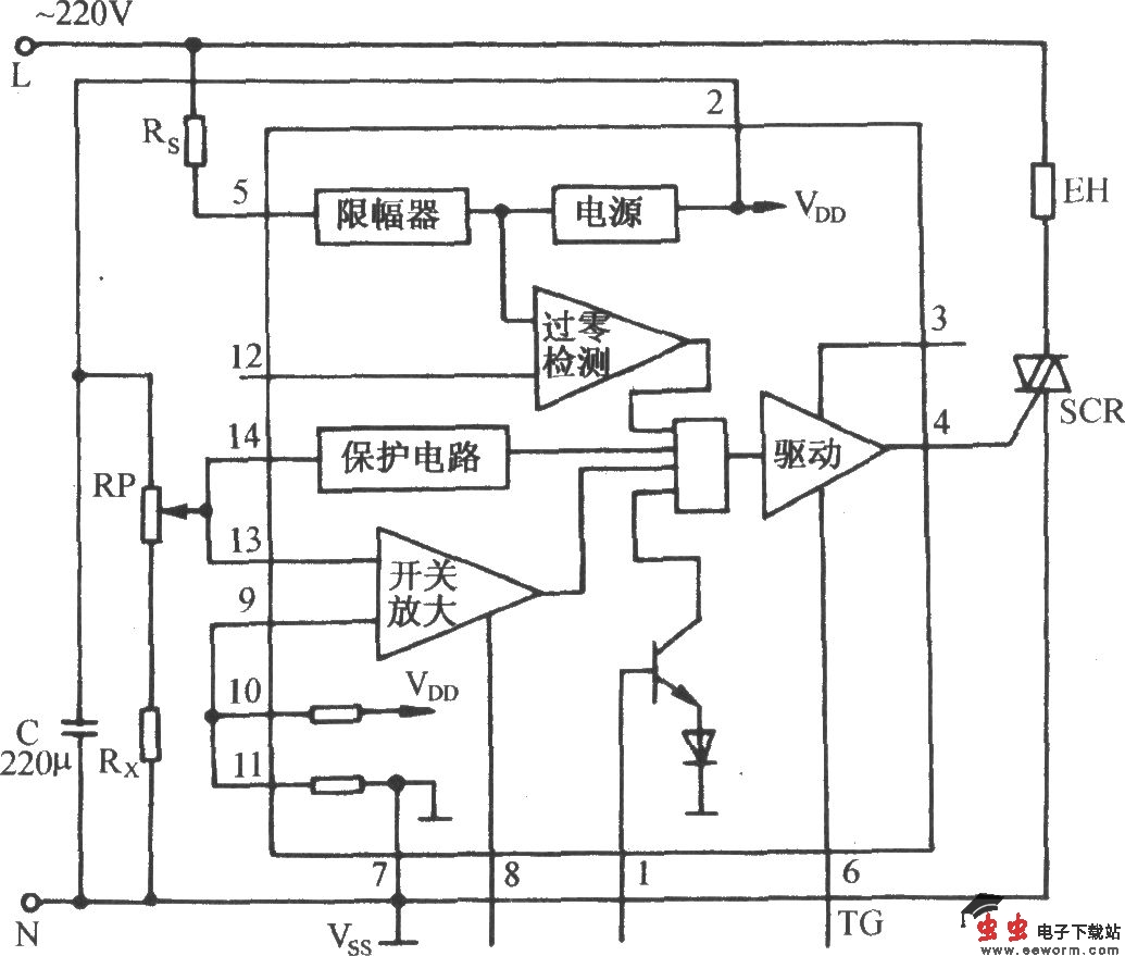 TWH9205的过热自动保护控制电路
