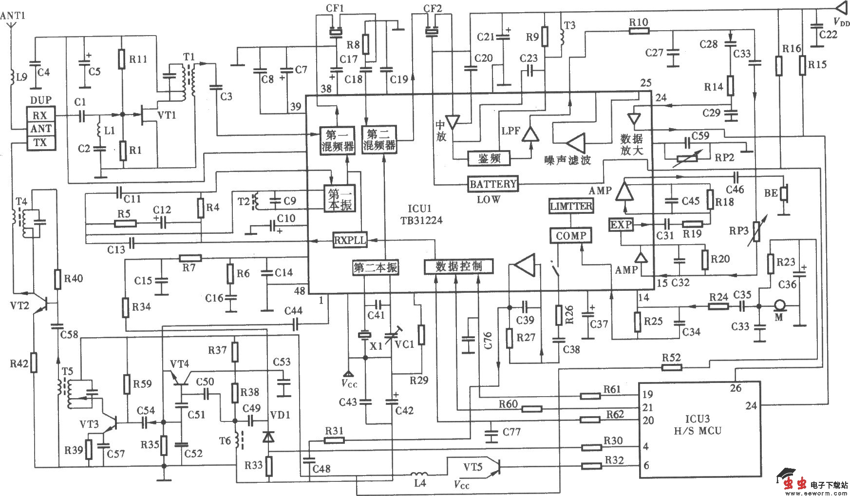 天时达HW838(4)P/TSD-LCD型无绳电话手机射频电路
