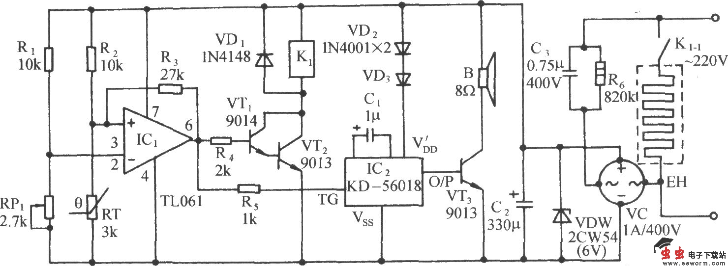 芽菜温室恒温控制及蟋蟀发声报叫电路