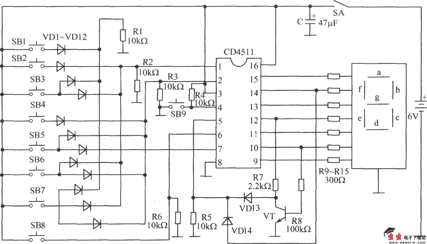 数码显示抢答器电路