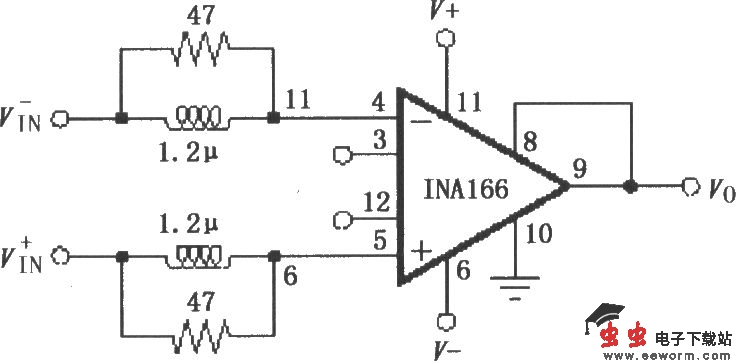 INA166的输入稳定网络电路