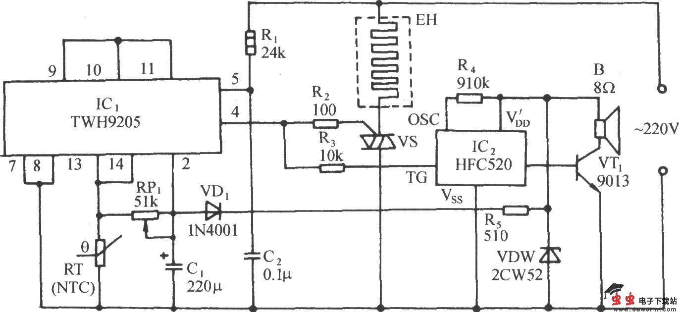TWH9205的过热自动保护控制电路