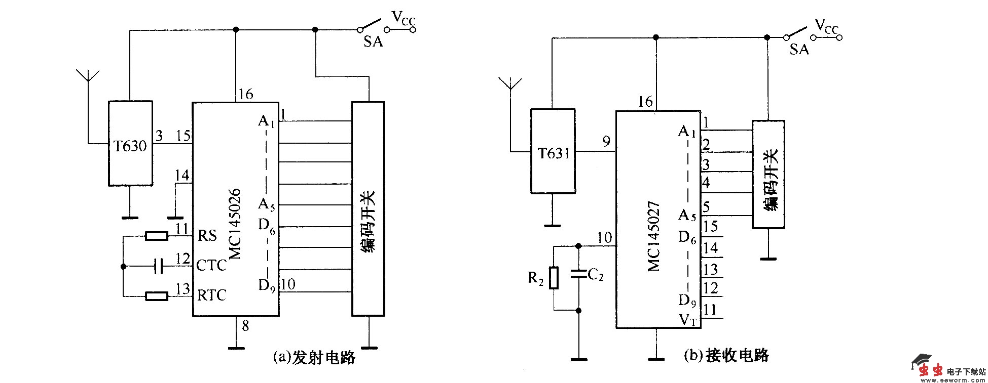 T630／T631组成的发射接收电路