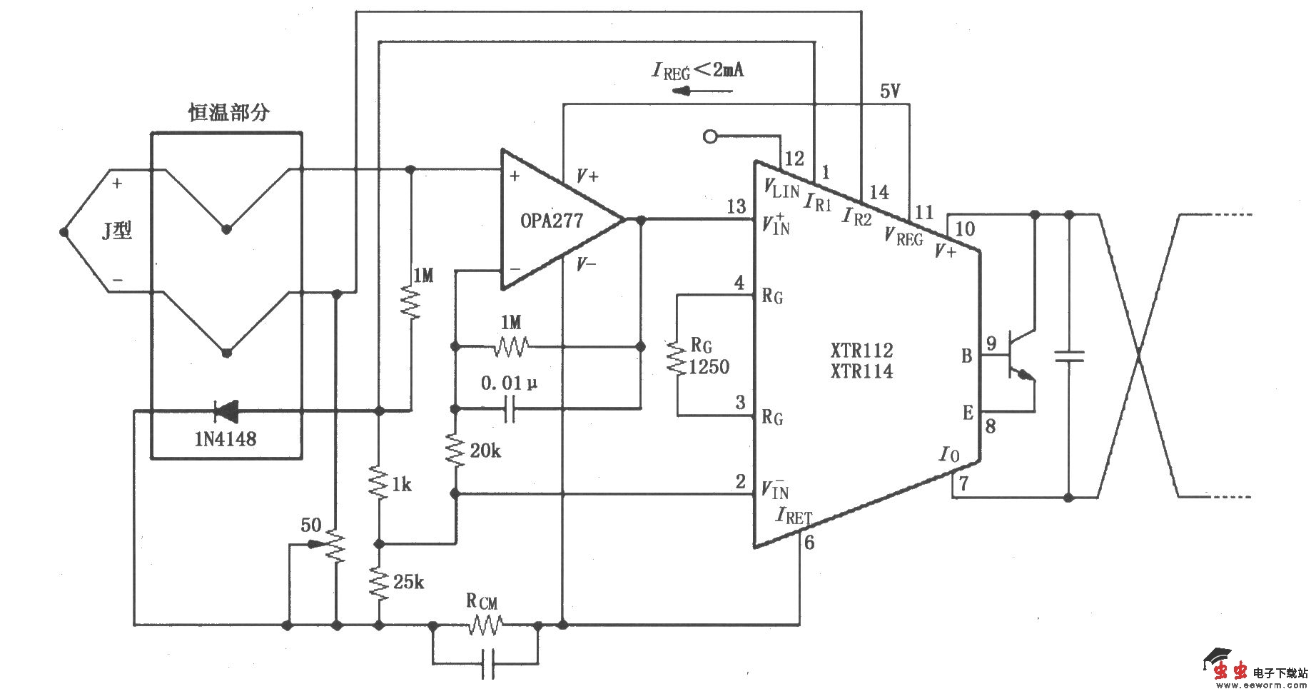 XTR112/114热电偶环路测量电路