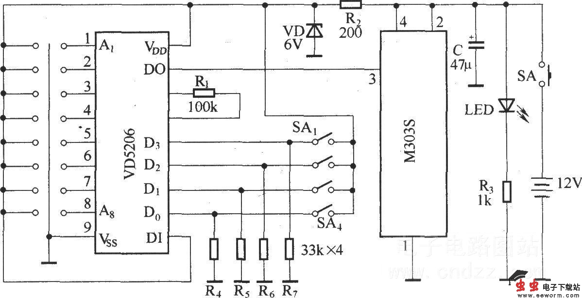病房无线呼叫发射与接收显示电路(M303S/M303R)