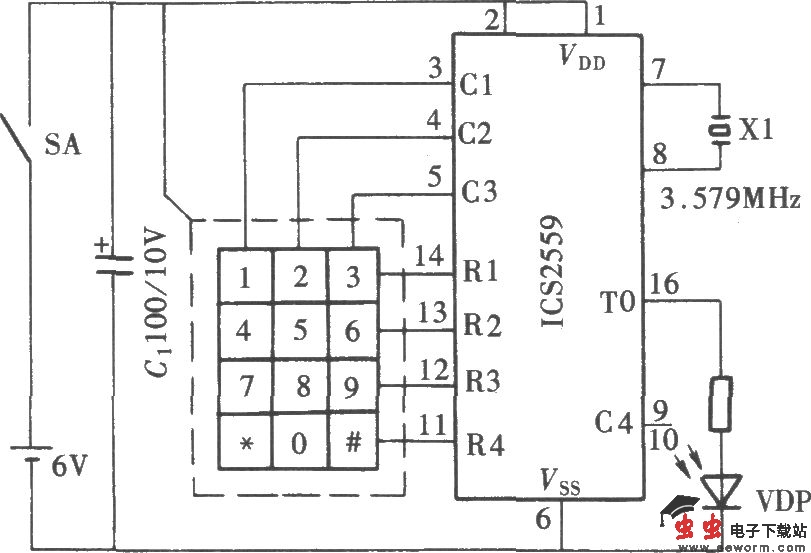 DTMF编码多路红外遥控开关电路