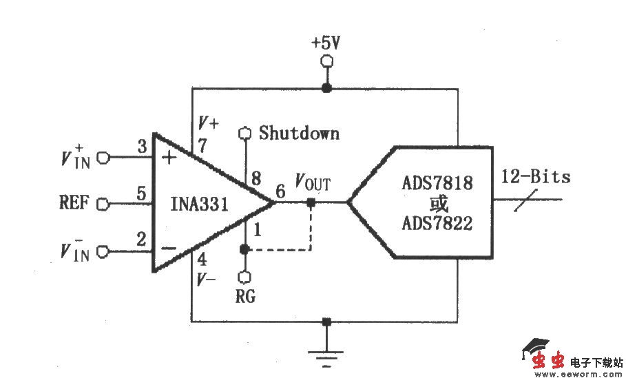 由INA331／332构成的直接驱动电容性输入的A／D变换器