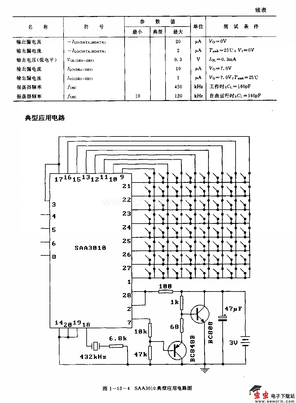 SAA3010(电视机)红外线遥控发射电路