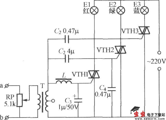 线控式音乐彩灯电路(2)