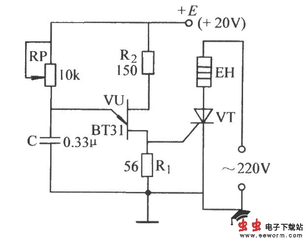 单结晶体管直接触发晶闸管电路
