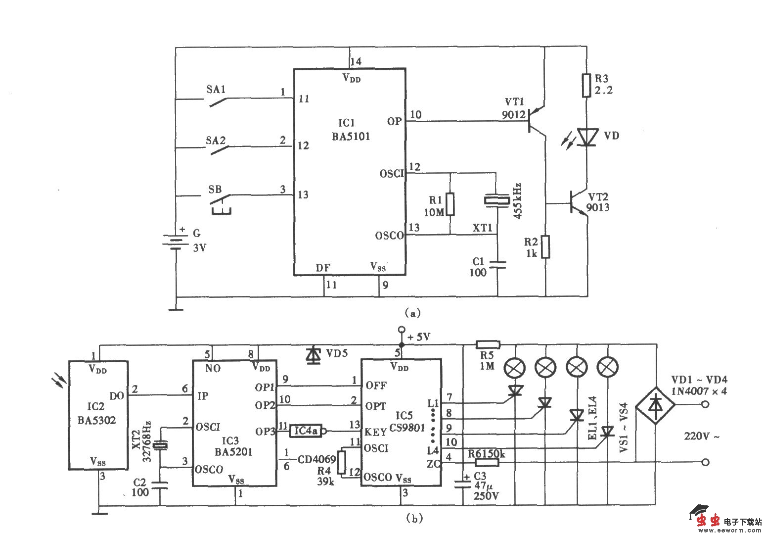 红外遥控彩灯控制器电路
