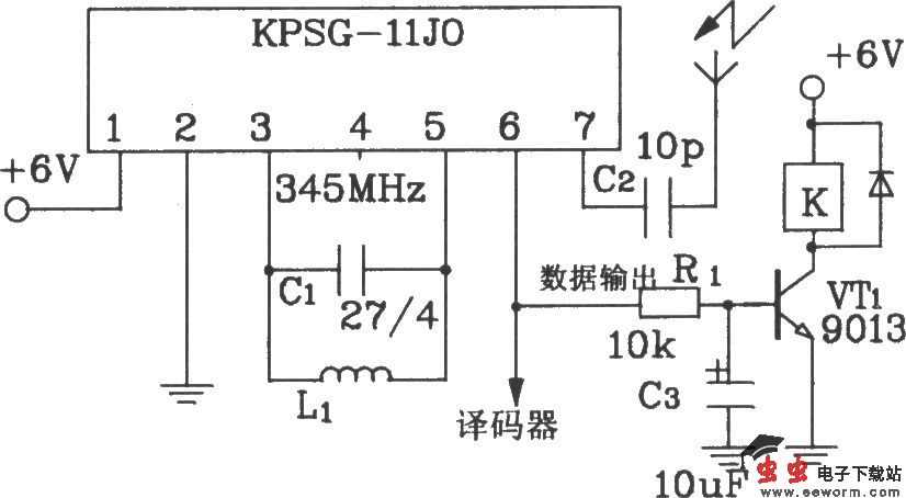 由KPSG-110F0/KPSG-11J0构成单路无线电发射电路图