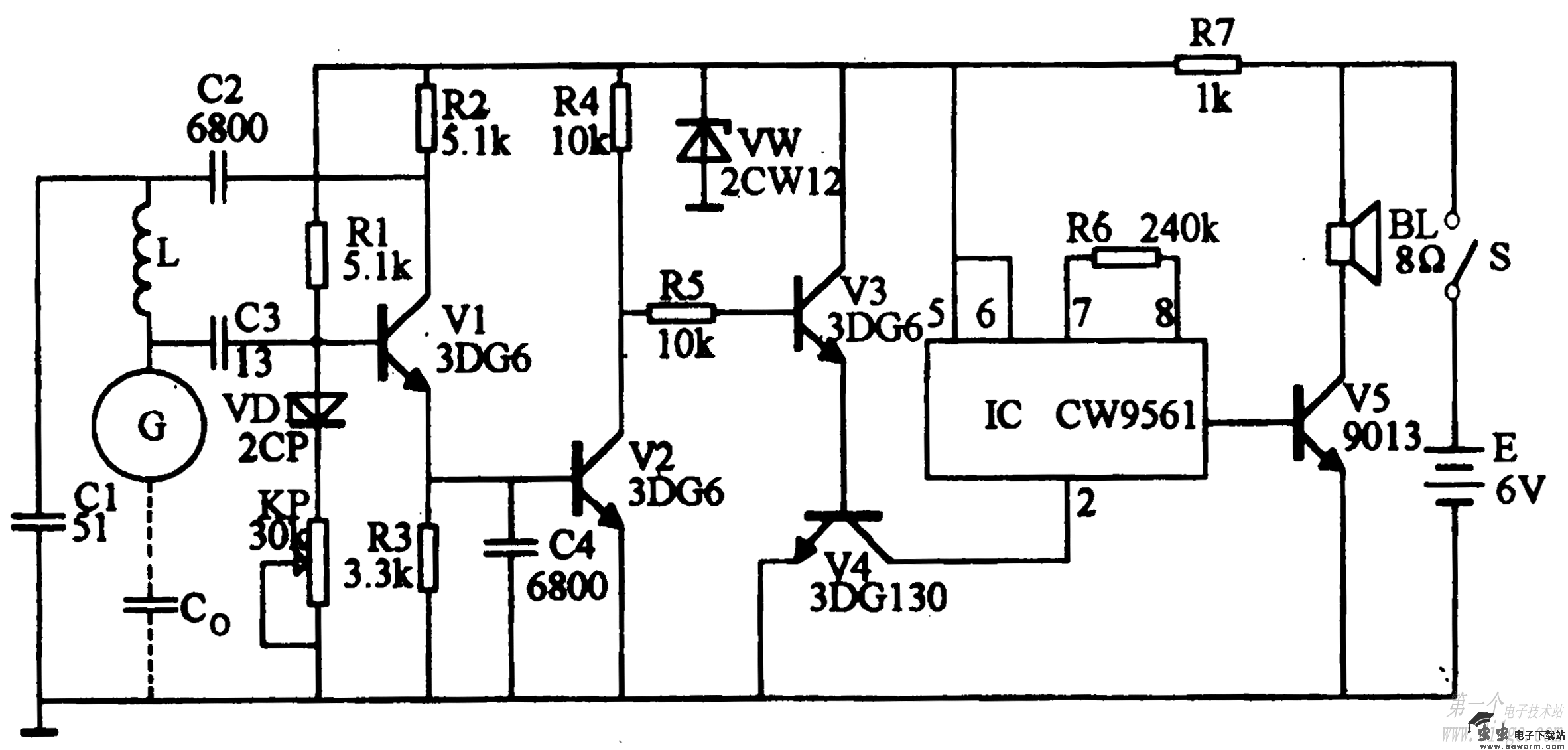 感应式防盗报警电路