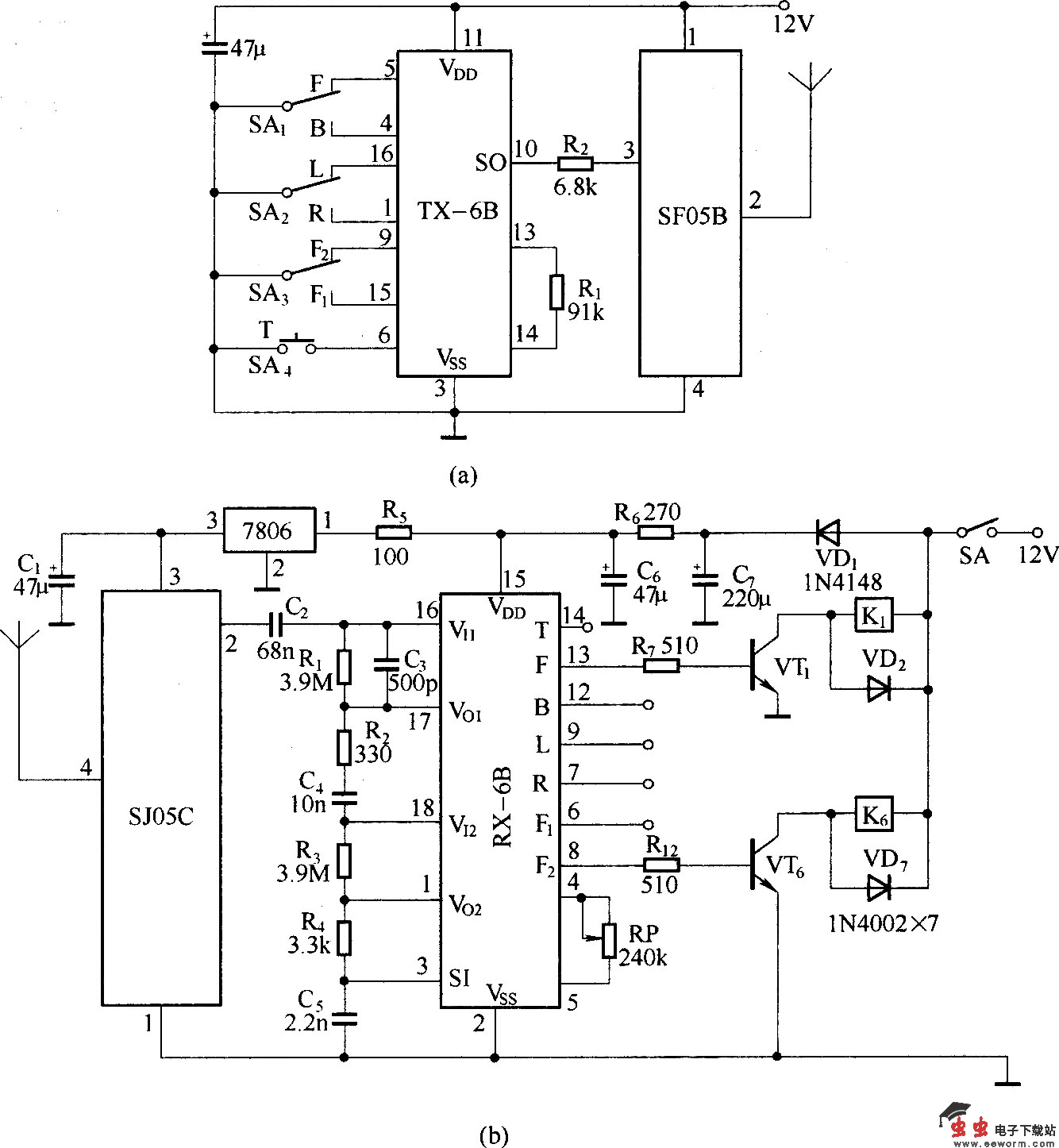 塔吊无线遥控电路(SF05B/SJ05C)