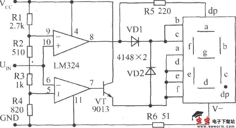 通过电阻Rl～R4设置不同的高、低电子检测阈值的电平检测电路