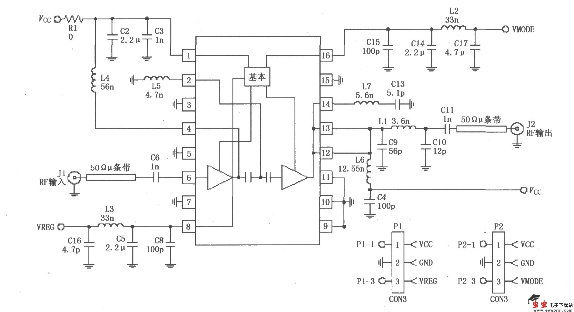 由RF2175构成的380MHz线性放大器电路