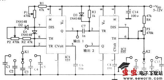 频率和脉宽可变的波形振荡器
