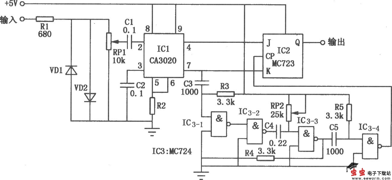 CA3020、MC723组成的频移解调器