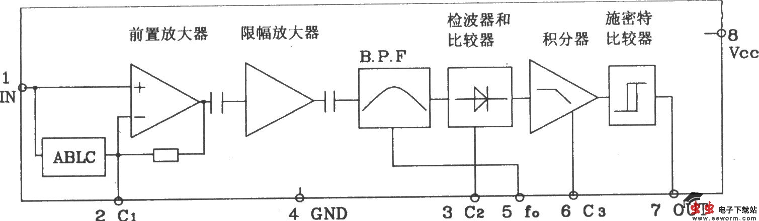 BL20106红外线接收前置放大集成应用电路图