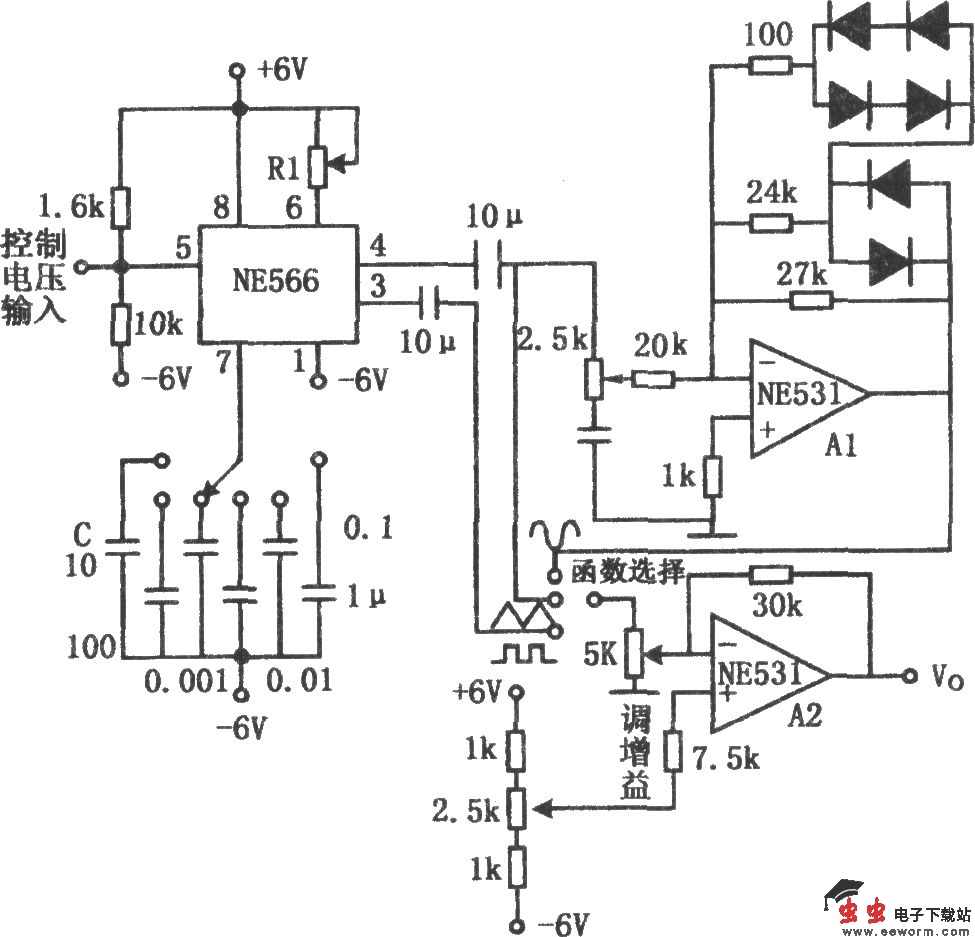 正弦波、方波和三角波发生器(NE566、NE531)