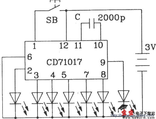 CD71017多功能程控闪光集成电路12脚软封装应用电路