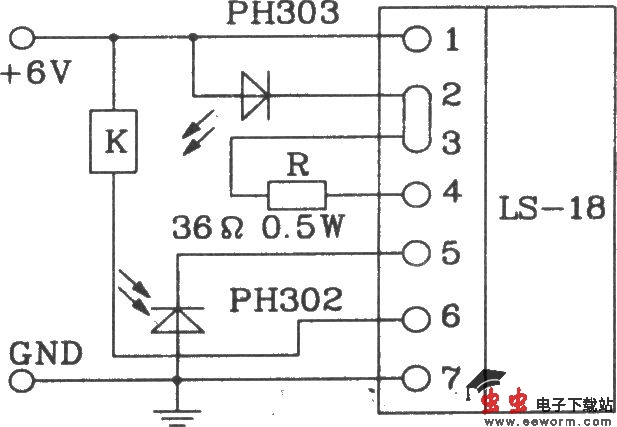 LS-18红外感应式遥控开关模块典型应用电路图