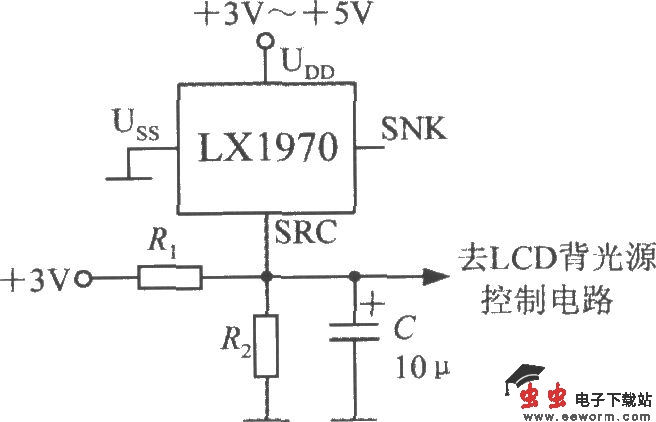LCD背光源亮度自动控制电路(可见光亮度传感器LX1970)