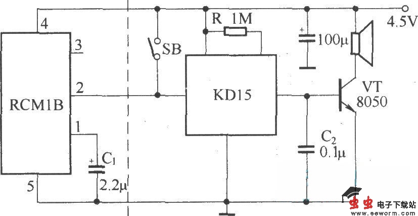 遥控语音门铃(RCMlA/RCMlB构成收发模块)
