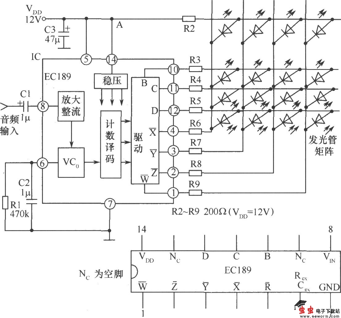 ECl89的内电路框图及典型应用电路