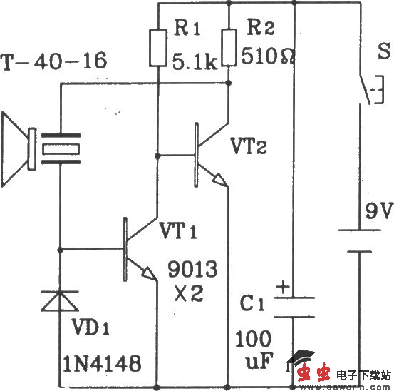 T/R-40系列通用型超声波发射/接收传感器电路图