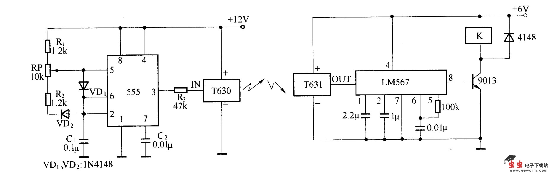 由T630/T631组成的微型无线遥控电路