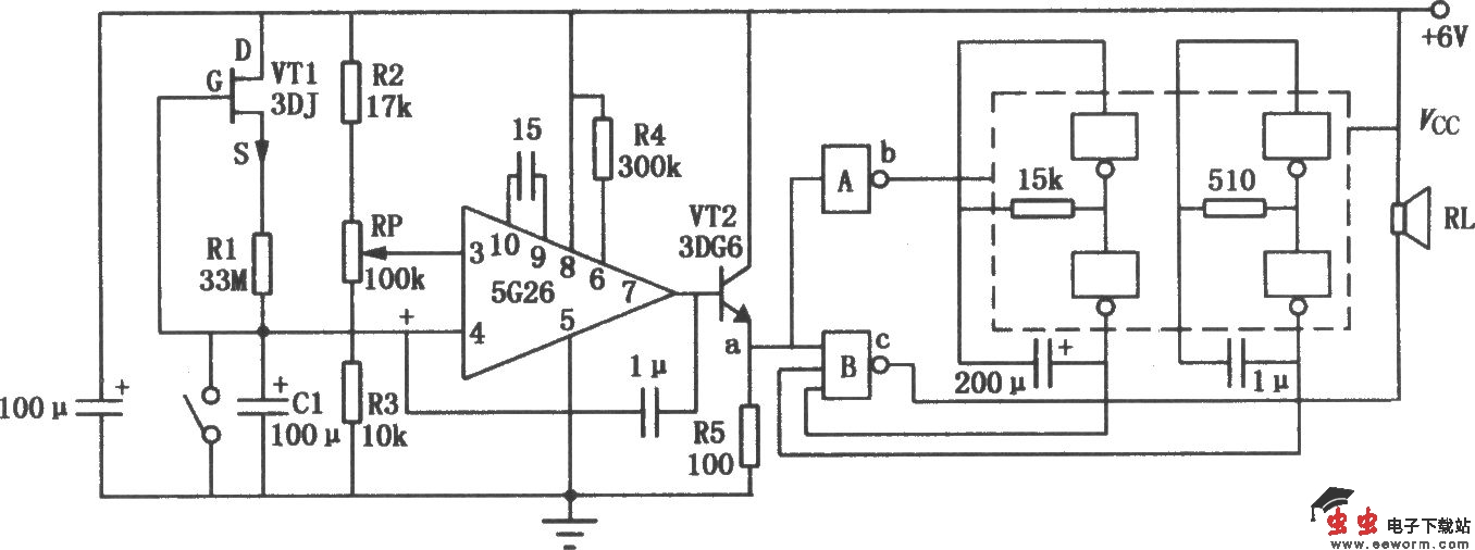 运放5G26组成的定时报警器