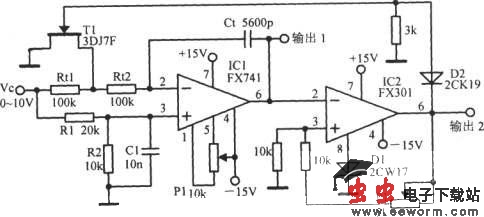 输出双向限幅的压控振荡器