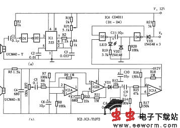 超声波防盗报警探测器电路