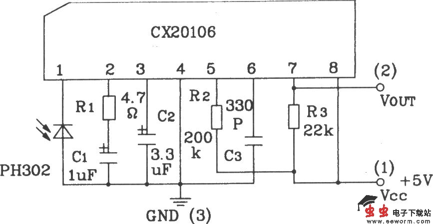 PFS-4091高敏度红外接收器件内部电路图