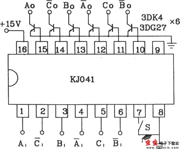 六路双脉冲形成器KJ041外电路连接图
