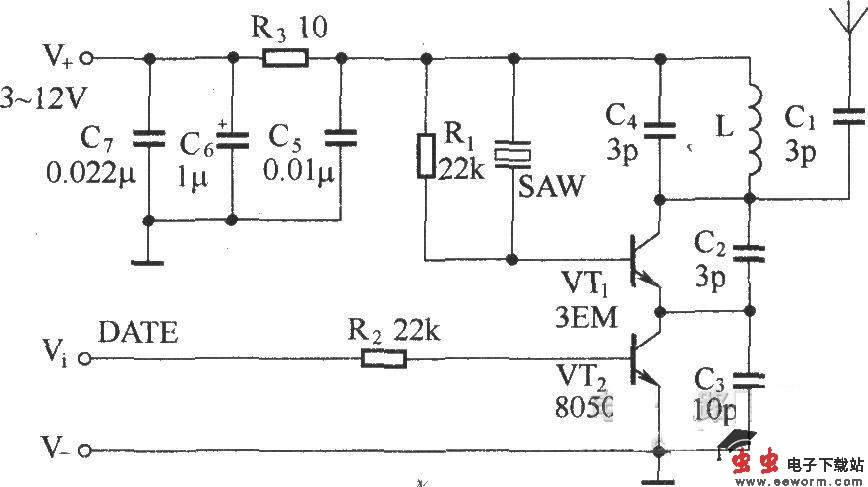 由SAW组成的超高频发射模块CS901
