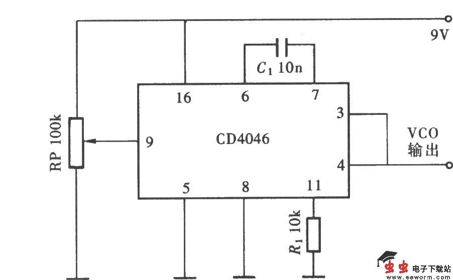 用CD4046组成的宽频段压控振荡器
