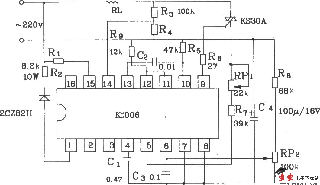 可控硅移相触发器KC06应用电路图