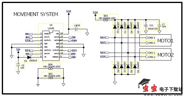 由单片机和L293构成的电机控制电路
