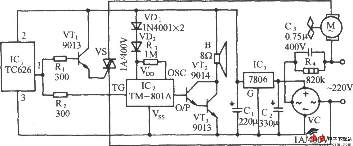 采用TC626的畜舍通风降温装置电路